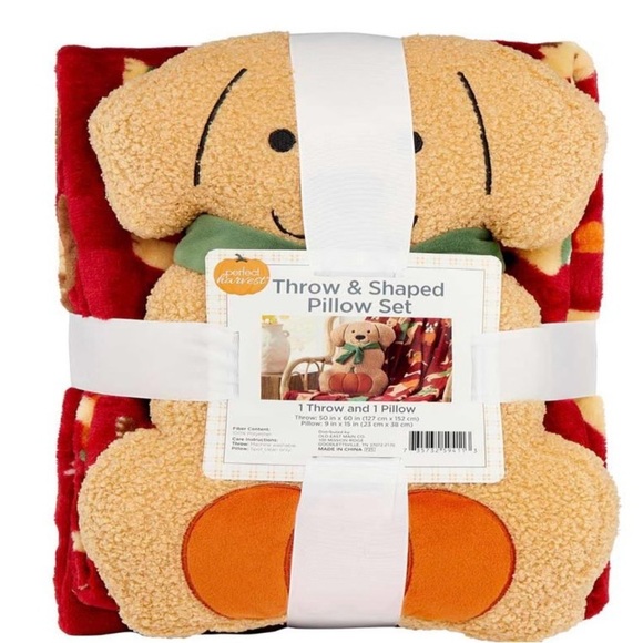 Perfect Harvest Fall Throw & Plush Pillow Set – Pumpkin Dog - Picture 1 of 4